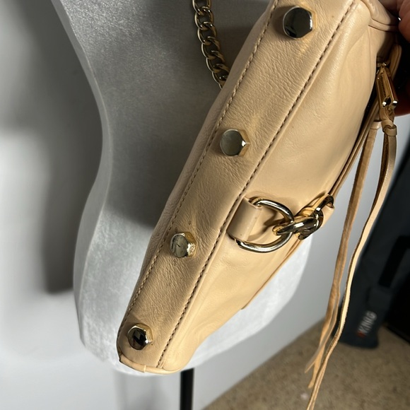 Rebecca Minkoff Mini MAC Tan leather Crossbody Gold Hardware fringe on zippers - Picture 2 of 12